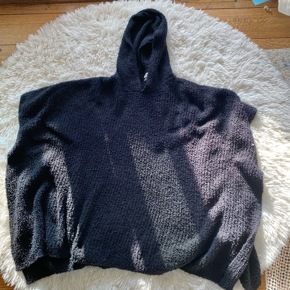 CHARTER CLUB WOMEN’S BLACK HOODED KNIT PONCHO ONE SIZE FITS ALL Brand New TAGS - Picture 3 of 14